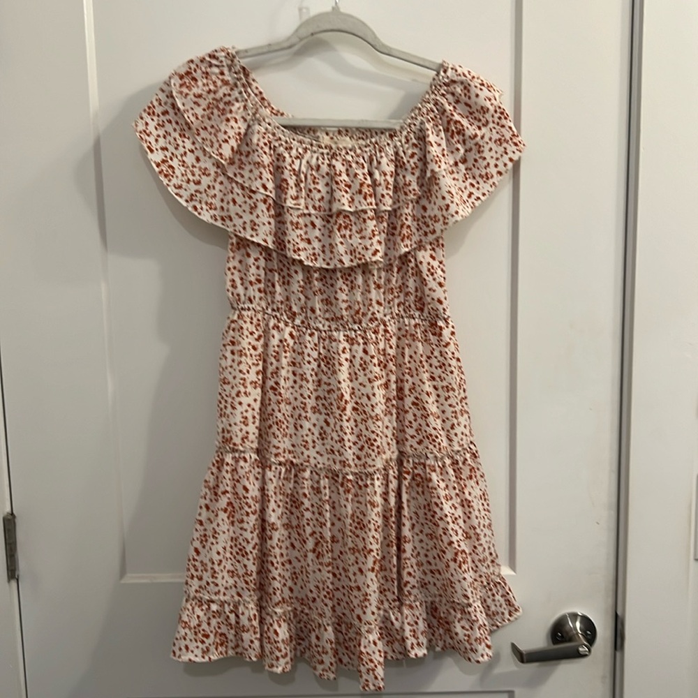 Molly Green rust/terracotta floral mini dress